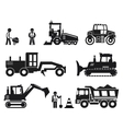 Road construction worker black icons set